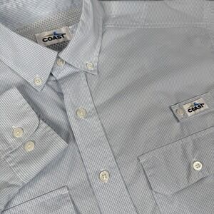 Coast Marina Fishing Shirt Mens Small Blue Check Long Sleeve Vented Button Down
